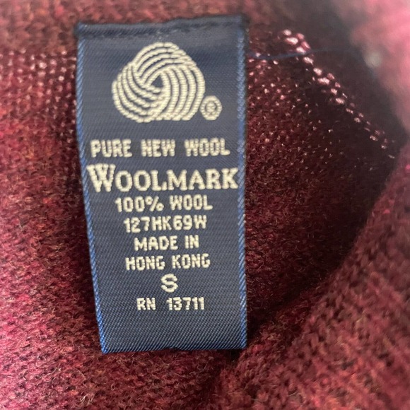 John Ashford Men’s‎ Pure Wool V-Neck Burgundy Sweater Size Small - Picture 5 of 9